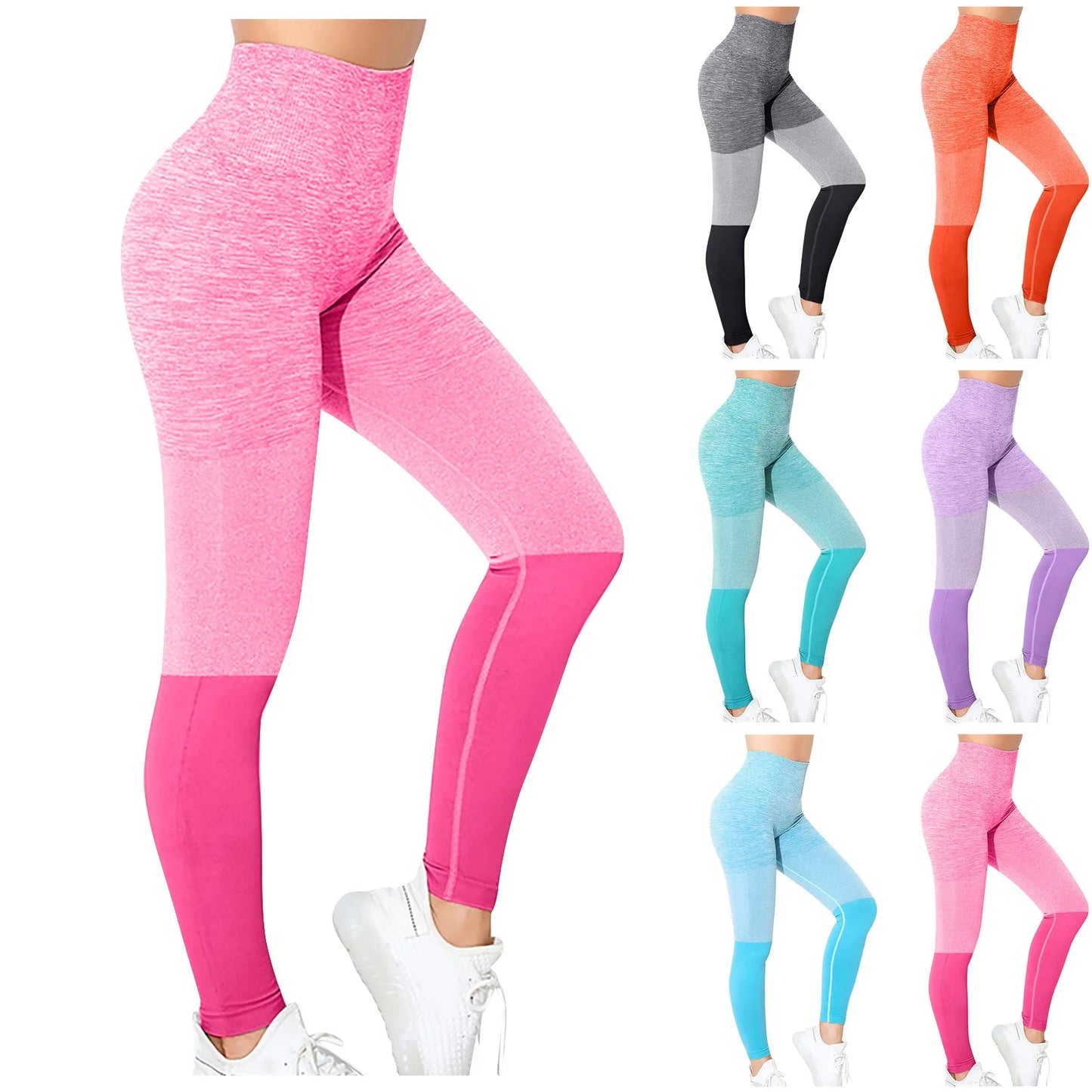 Women's Sports Leggings High Waist Colorblock Butt Lifting Leggings/Fitness Leggings Suitable for Sports Yoga Fitness