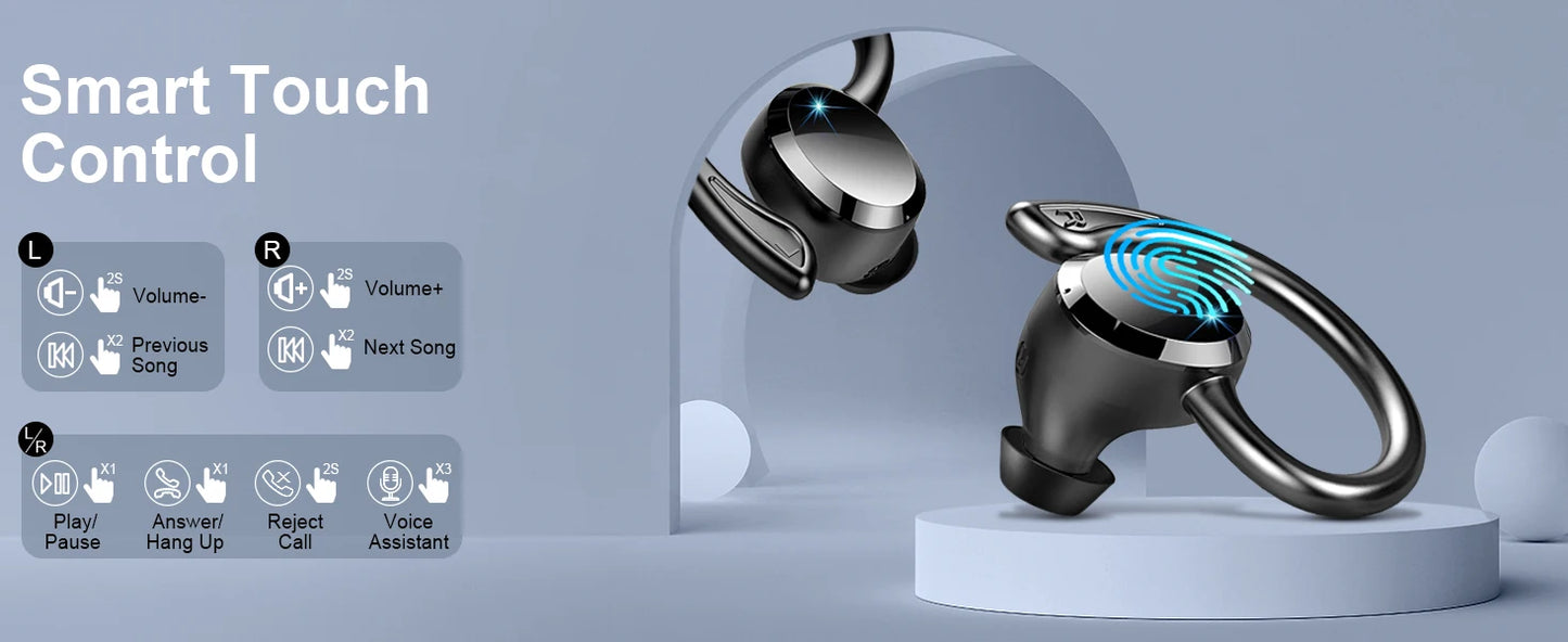 Wireless Earbuds, Bluetooth 5.3 On-Ear Headset Noise Cancelling Mic/48H Playtime Sports Headphones for Workout/Running.