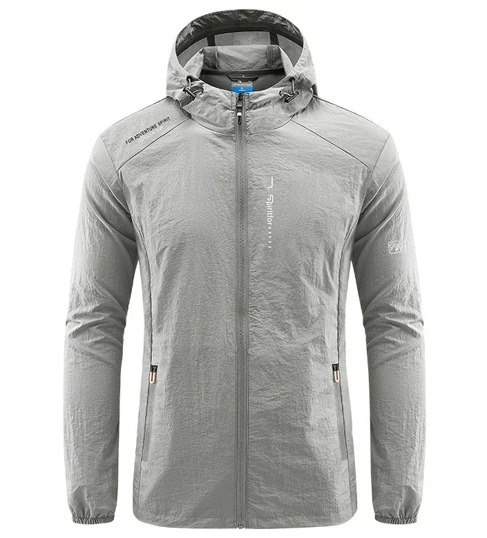 Men's UPF 50+ UV Protection Windbreaker Quick Dry Jacket/Outdoor Sun-Protective Thin Hiking Fishing Cycling Hooded Sport Light