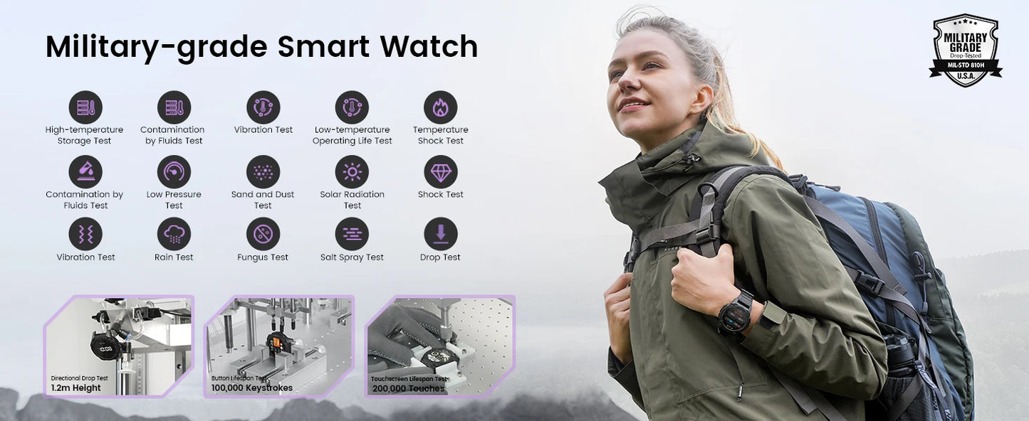2024 KOSPET TANK S2 GPS Smart Watch For Women Altimeter Compass/Bluetooth Call AMOLED IP69K Waterproof Smartwatch