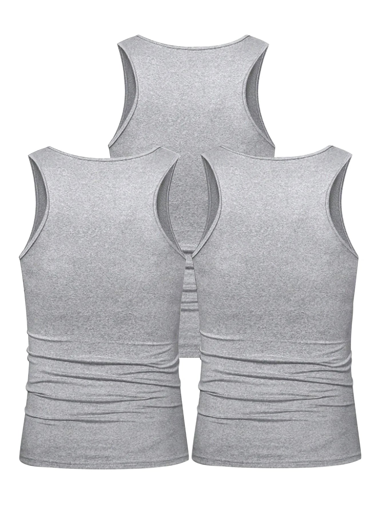 3pcs Summer Men's Sleeveless Tank Top Solid Vest Undershirts O-neck/Gym Tees Trendy Versatile Slim Fit Men Casual Vest Tops