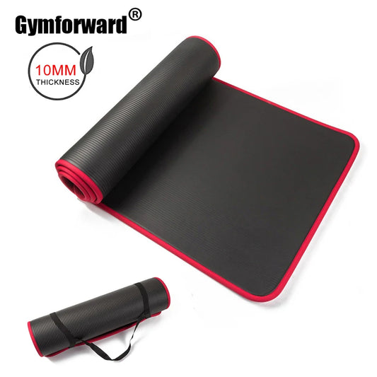 10mm Non-slip Anti-Tear Yoga Mat Thick Fitness Pilates Exercise Mat/Home Workout Sport Cushion Gymnastic Pad with Carrying Strap