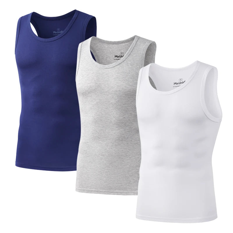 3Pcs/Pack Solid Color Men's Tank Top Sleeveless Undershirts/Men Vest Gym T-Shirt High Quality Bamboo Fiber Man Singlets Sports