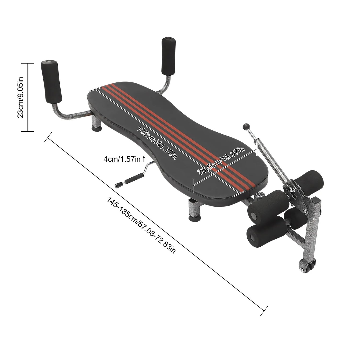 Table, Back Stretch Decompression Bench for Lumbar Spine Relief/Adjustable Length and Hand-Crank Stretching Supports Up