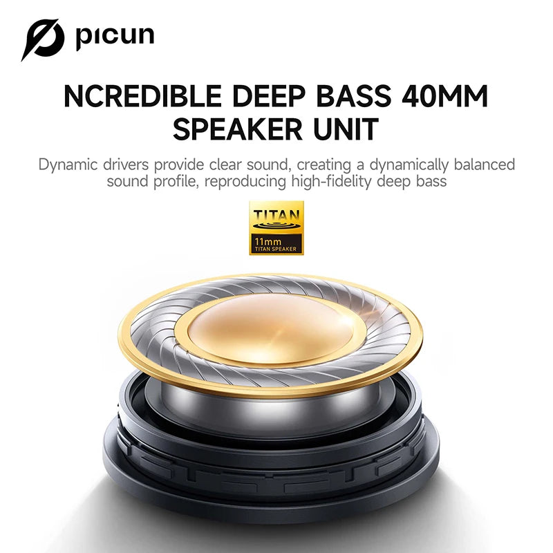 Picun F2 ANC Bluetooth Headphones Noise Canceling HD Mic/ENC Calls 25ms Low Latency Wireless Headset HIFI Sound