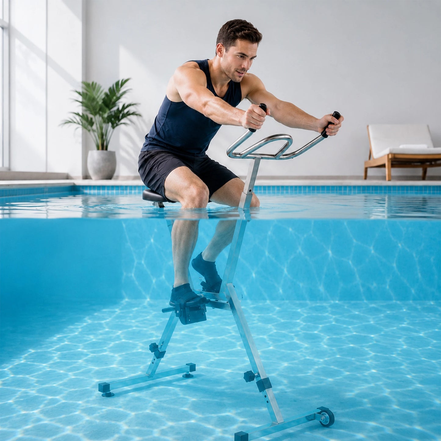 Aquatic Bike Pool Exercise Water Bike/with 316 Stainless Steel Frame Adjustable Resistances Underwater Spin Bike