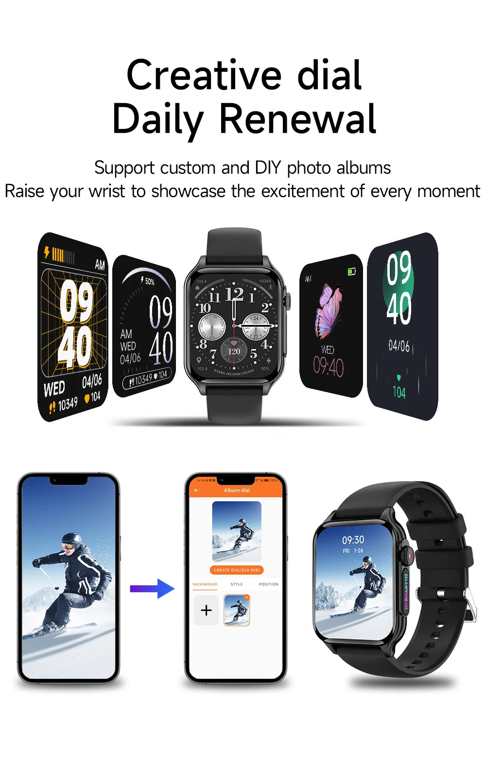 AOLON P6 1.96'' Amoled Smartwatch Men Health Monitoring IP68 Waterproof/BT5.4 Voice Calling Smart Watch Women
