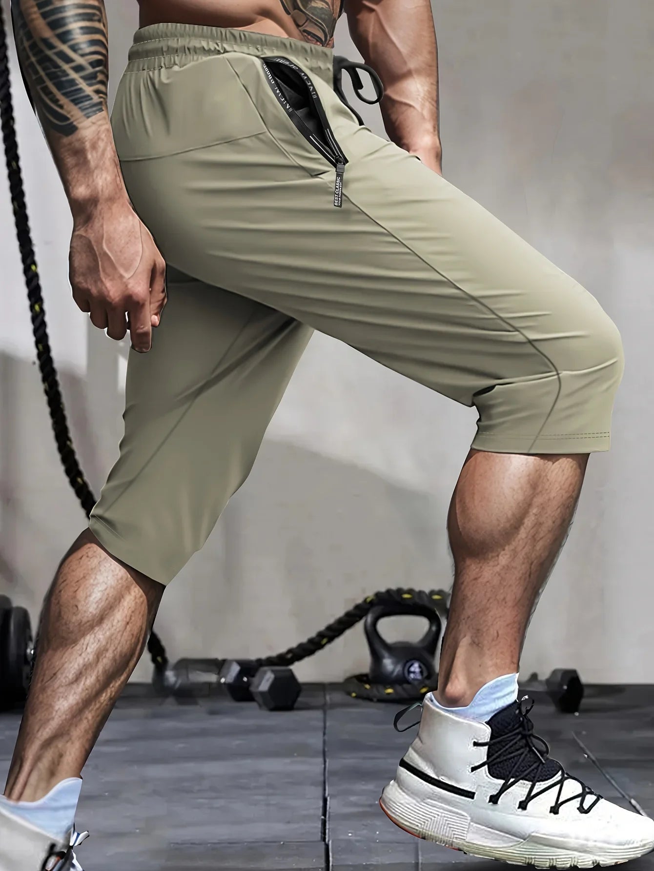 Men High Elasticity Summer Casual Shorts Drawstring Pockets/Breathable Nylon Lightweight Stretchy Athletic Wear