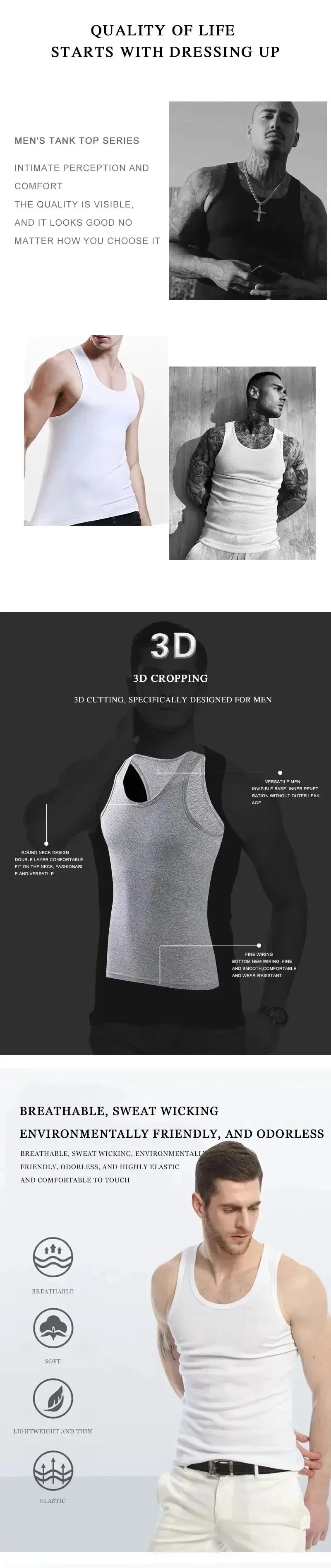 Lightweight Cotton Tight Vest Sports Casual Family/Outdoor Tight Top Breathable Quick Drying Vest