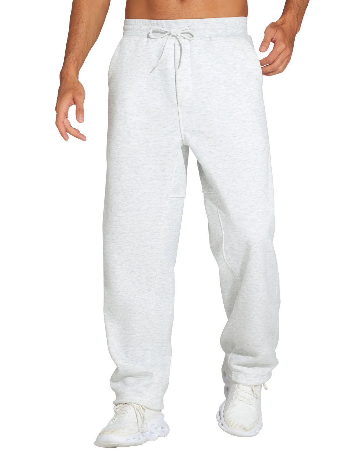 THE GYM PEOPLE Men's Baggy Sweatpants Fleece Drawstring/Straight Leg Open Bottom Workout Pants with Pockets