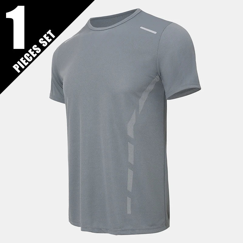 4/1 Pcs Men's Summer Multicolor Quick-drying Sports Short Sleeve/Loose Breathable Fitness Running Badminton T Reflective Strip