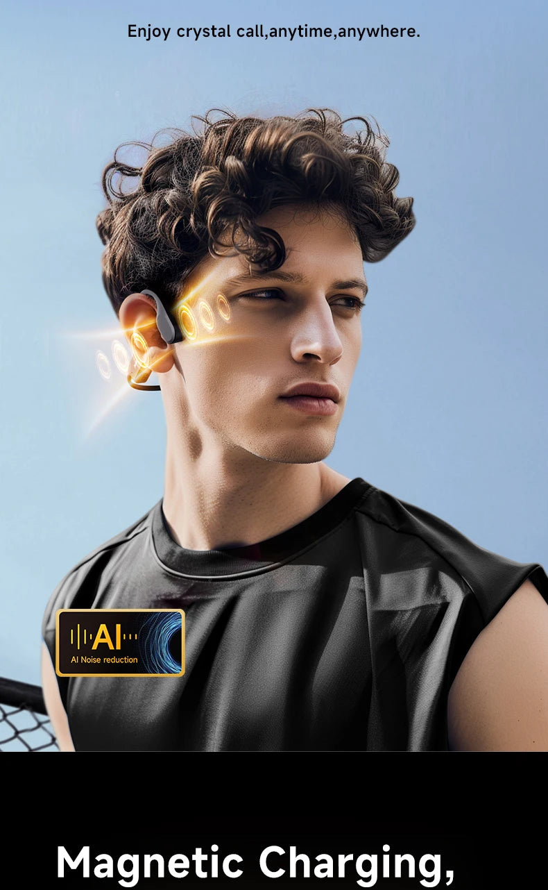 Picun T2 Bone Conduction Earphone IPX8 32GB Bluetooth 5.4 Wireless Headset/Hands-free with Mic Waterproof Earbud for Swimming