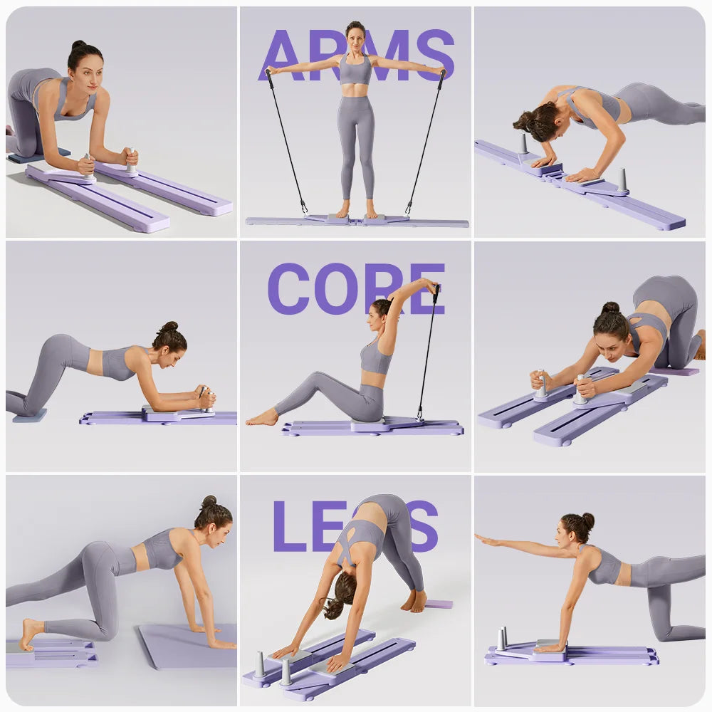2-in-1 Abs & Ski Board Portable Core/Leg Trainer Split/Pilates-Reformer for Home Gym Lightweight Full-Body Fitness