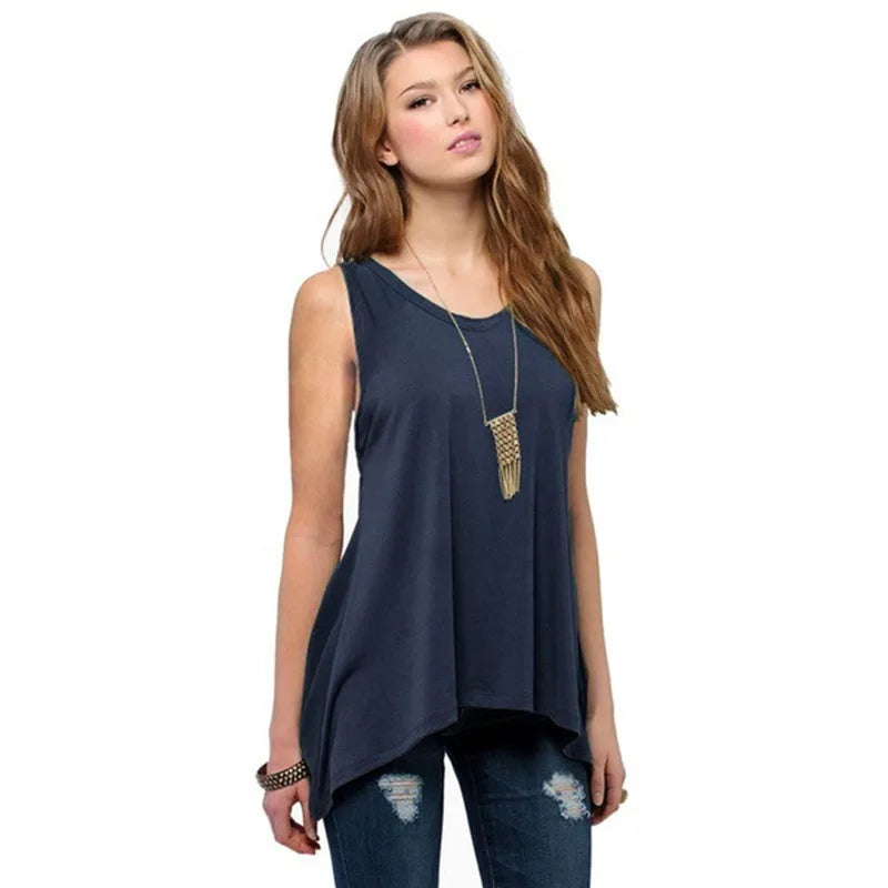Summer Women's Sleeveless Solid Vest/Casual Holiday Blouse Top Women Tank Tops