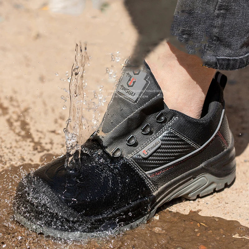 Steel Toe Shoes watperpoof work shoes Men Anti-puncture/Steel Toe Non Slip Work Outdoor Male Boots