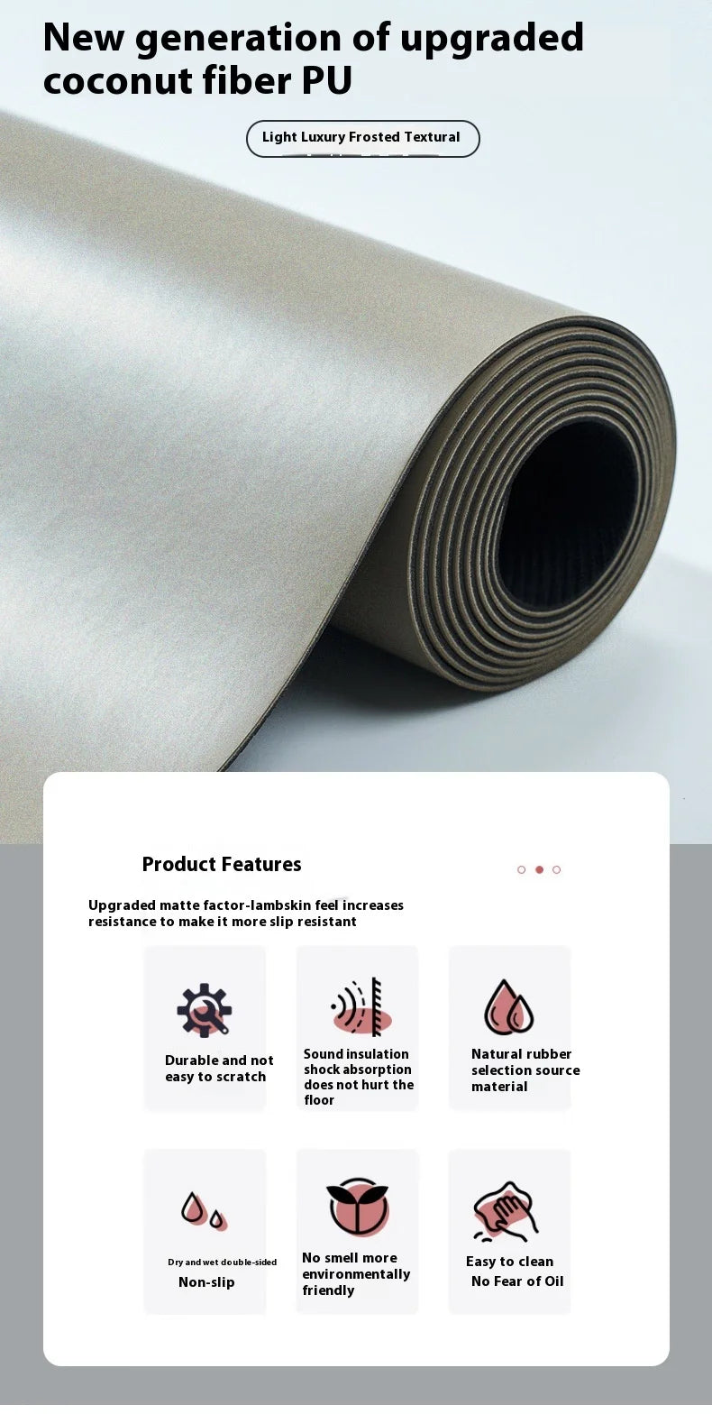 New Women's Home Fitness Yoga Mat 5mm Natural Rubber/with Coconut Fiber Texture, Wide Non-Slip & Durable Mat