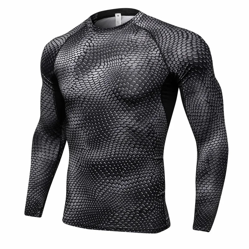 Men's Fitness Running Training Long-Sleeved Shirts Tight Elastic/Quick-Drying Clothes Gym T-Shirt Workout Athletic Undershirts