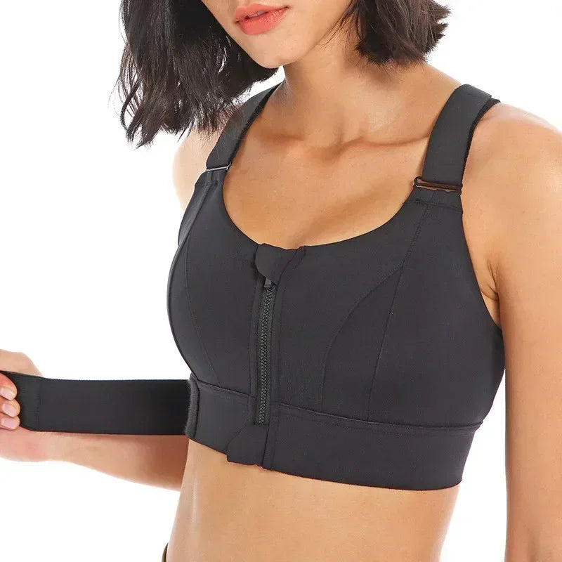 Women Sports Bras Tights Crop Top Yoga Vest Front Zipper Plus Size/Adjustable Strap Shockproof Gym Fitness Athletic Bras