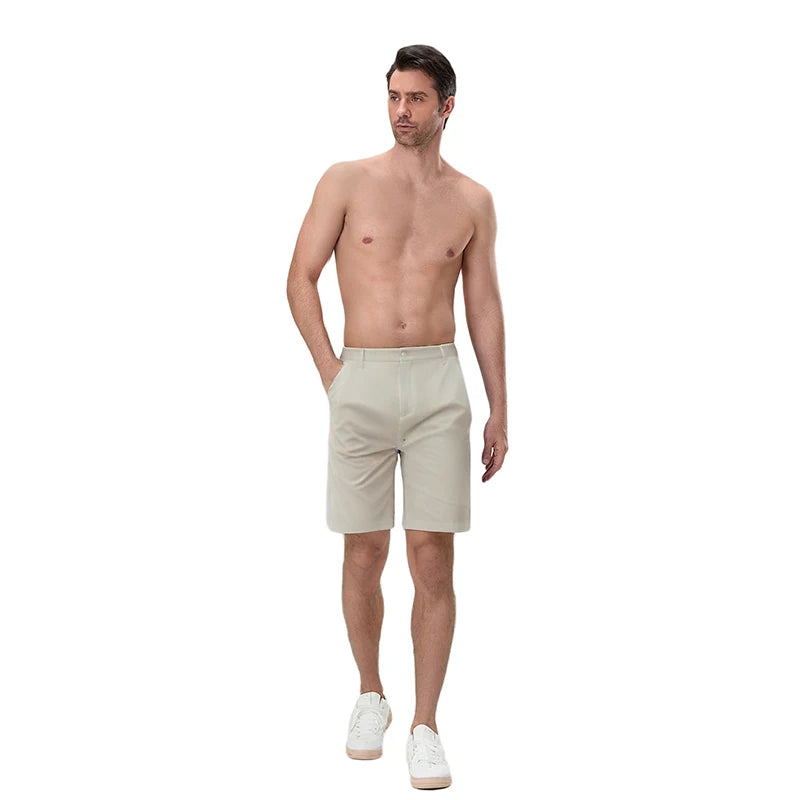 Men s Lightweight Linen Shorts with Elastic Waistband and Pockets/Casual Knee-Length Breathable Summer Shorts