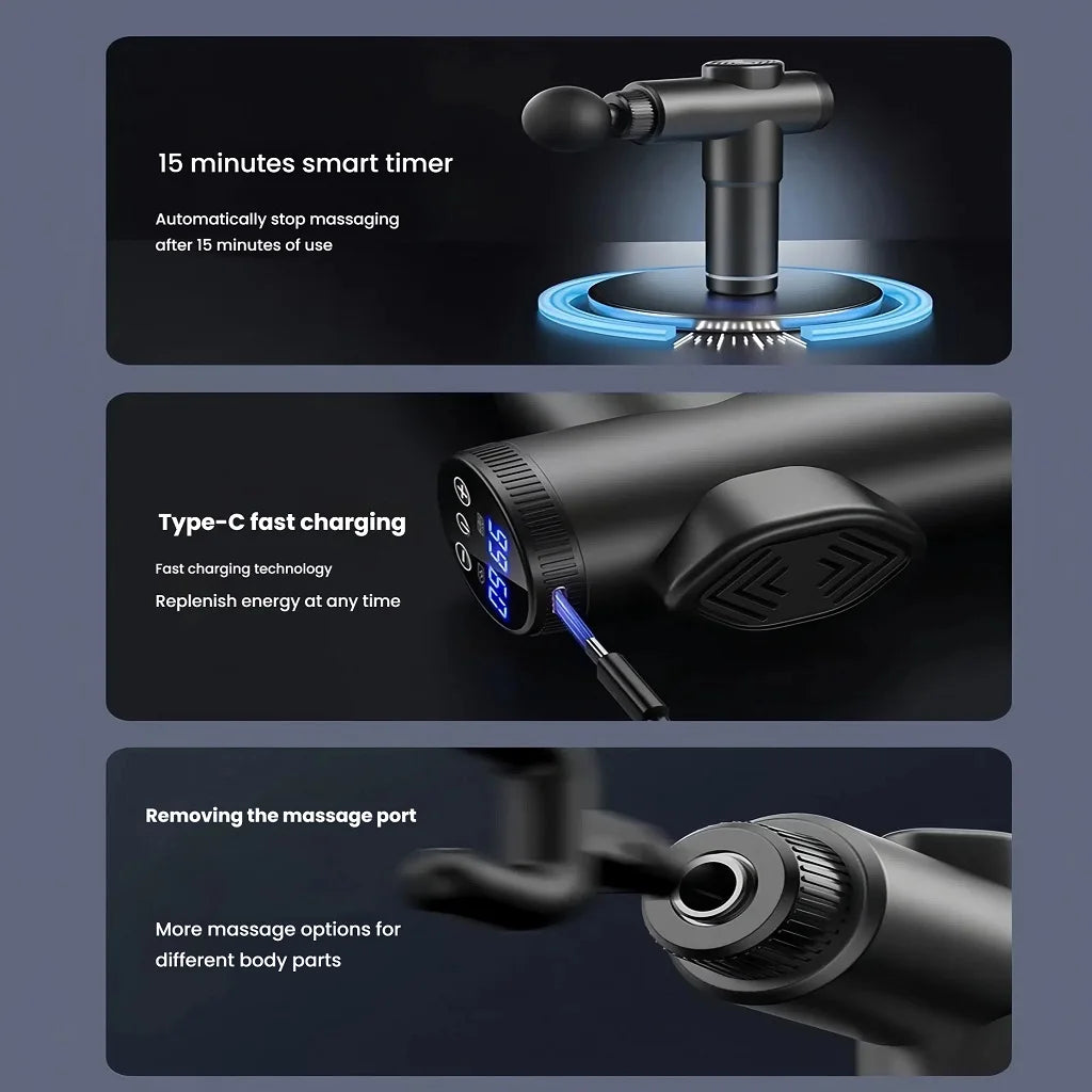 Massage Gun LCD Touch Screen Muscle Fasciitis Pain Relief/Recovery Suitable Alleviating for Athletes and Office Workers