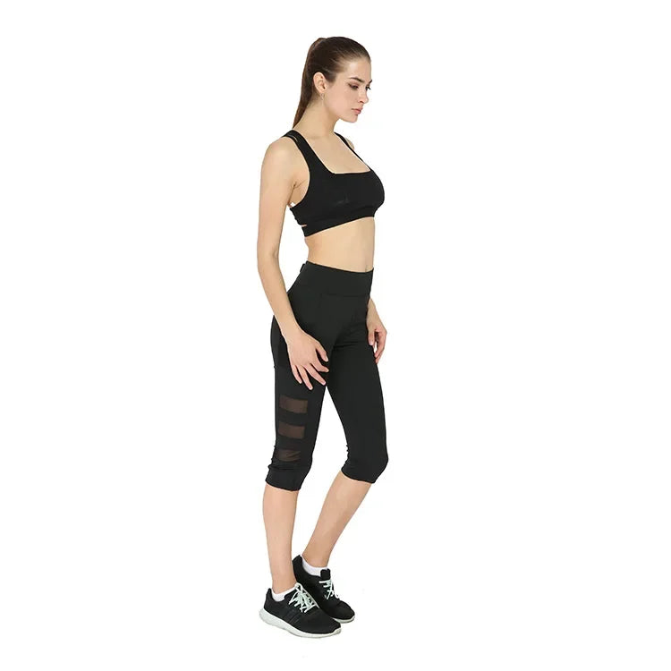 Women Mesh Patchwork Sport Leggings High Waist Tights Pants Solid Sports Wear/for Women Gym Push Up Yoga Pants Plus Size S-XL