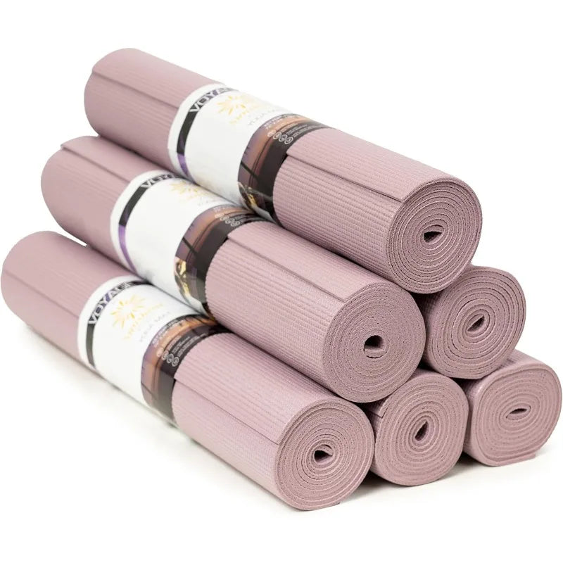 Sunshine Yoga Voyage Yoga Mat, 6 Pack, 72" x 24" Professional Studio/and Gym Bulk Yoga Mats, 5mm Thick