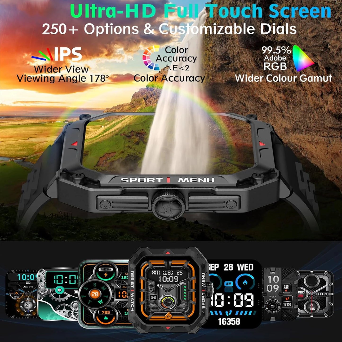 1.85" Touchscreen Smartwatch With 350mAh Battery/Call and Message Alerts Fitness Tracking, Smart Watch For Android & Iphone