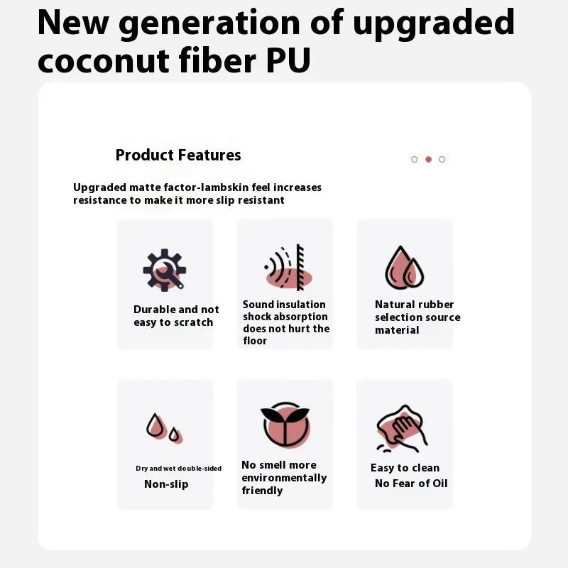 New Women's Home Fitness Yoga Mat 5mm Natural Rubber/with Coconut Fiber Texture, Wide Non-Slip & Durable Mat