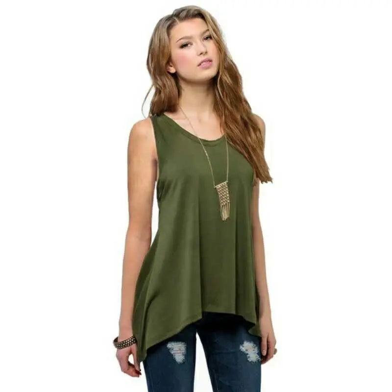 Summer Women's Sleeveless Solid Vest/Casual Holiday Blouse Top Women Tank Tops