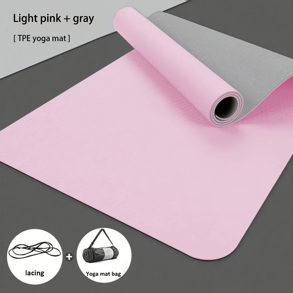 TPE Yoga Mat Non Slip Texture for Pilates Jumping Fitness Men/Women Exercise Pink Green Purple Coffee White Gray Yoga Mat