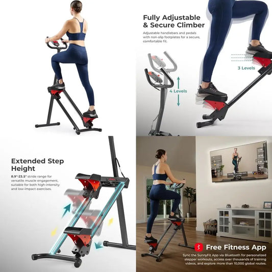 Handlebar Equipped Stair Stepper for Comprehensive Leg/Core and Glute Exercise Extended Step Range Climber Machine