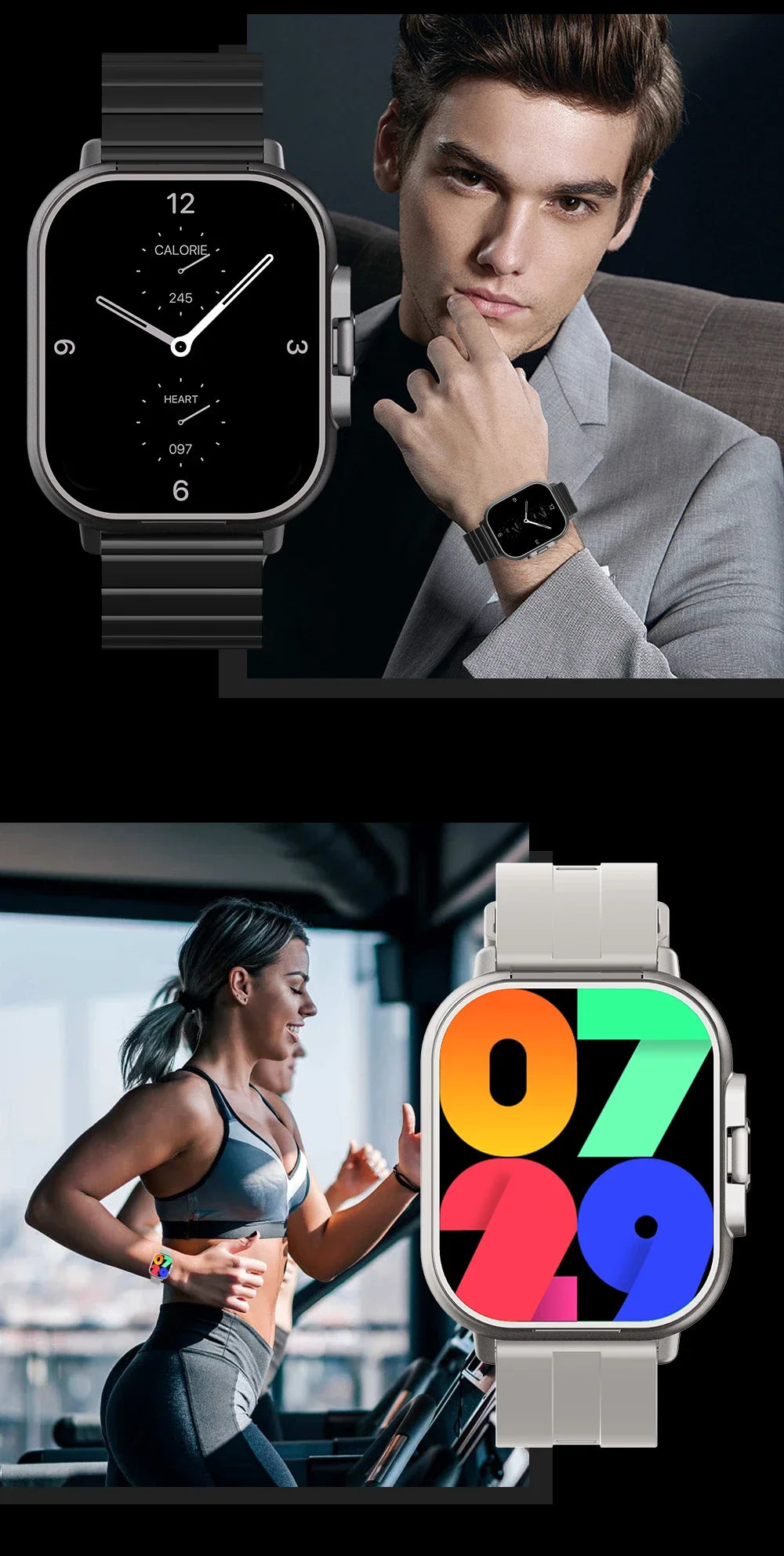 2025 D8 Smartwatch NFC Heart Rate Monitor Earbuds/Music Control Pedometer For iPhone Android