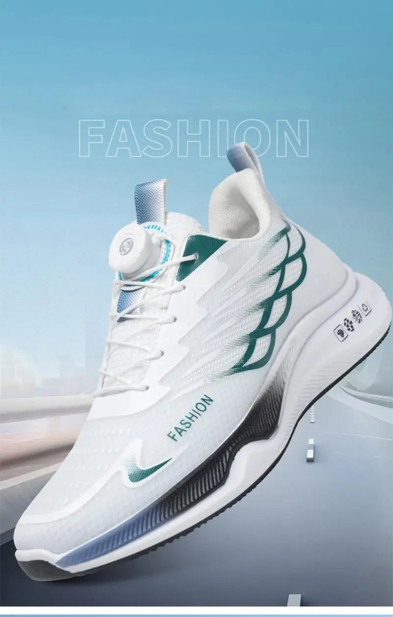 Oulylan Men's Running Sports Shoes Casual Fashion Popular Mesh/Rotating Buttons Breathable Hollow Sneakers Men