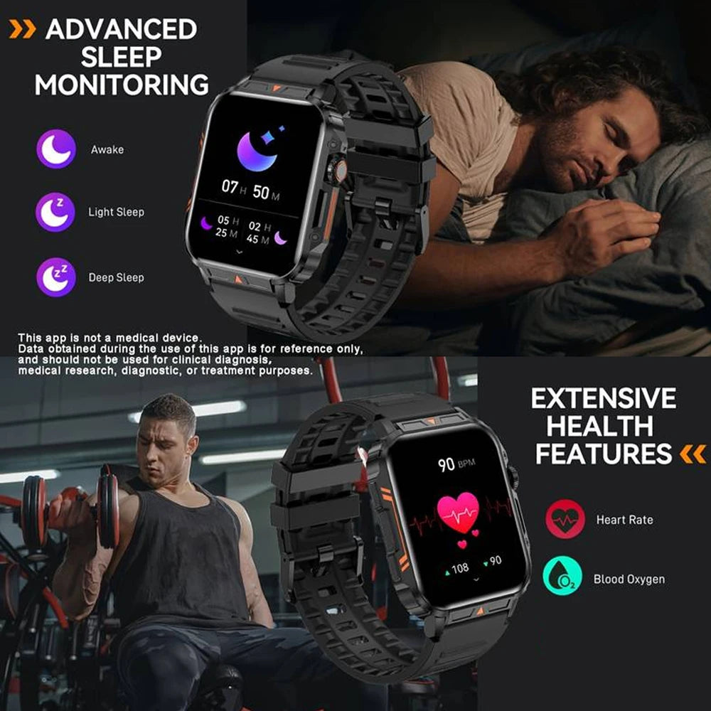 SENBONO Military Smart Watch Bluetooth Call 24/7 Heart Rate Monitor/IP68 Waterproof 100+ Sport Mode Smartwatch for Men Women