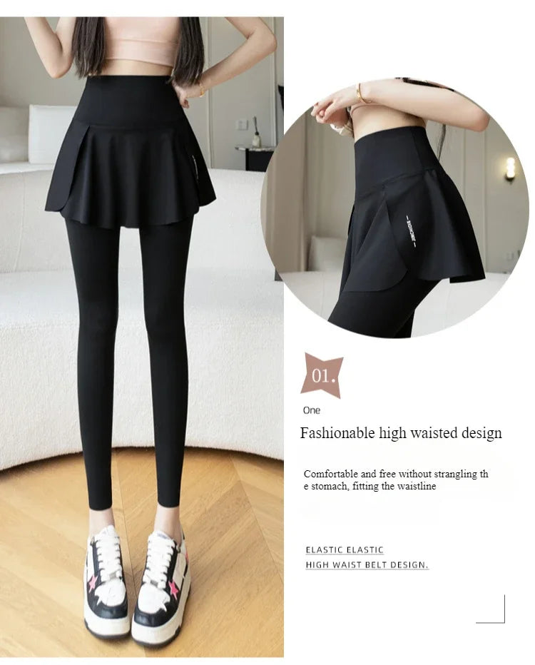Women Fake Two Pieces Leggings Seamless Fitness Leggings High Waist/with Pocket Elastic Slim Fashion Hip Lifting Yoga Pants