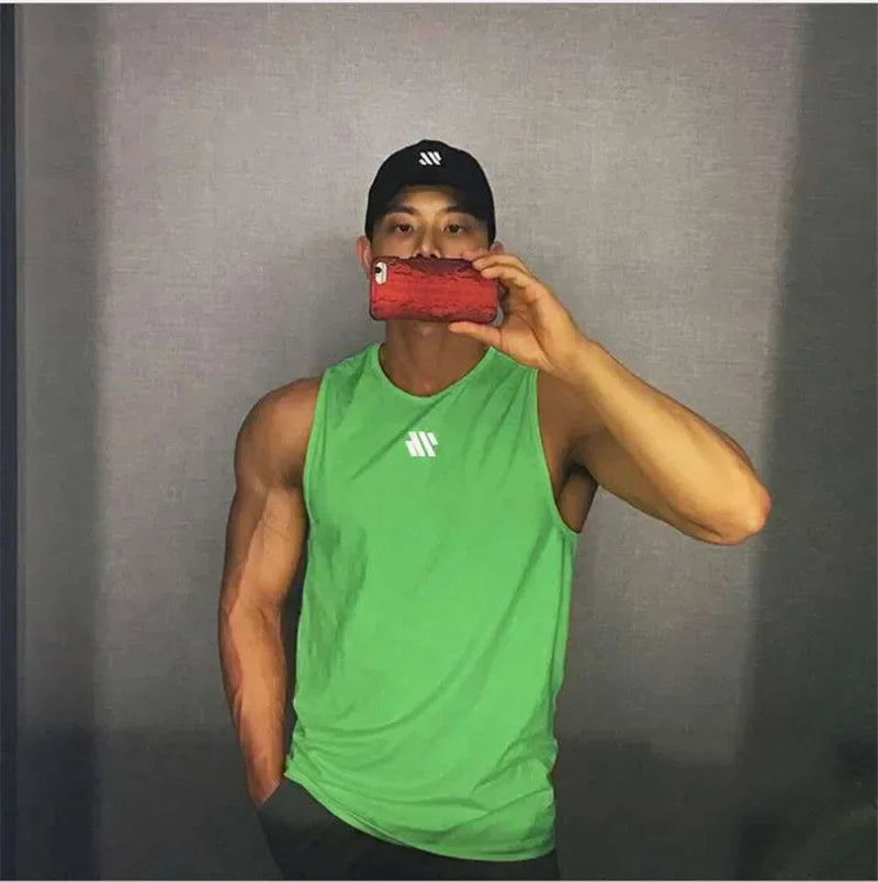 Mens fitness gyms Tank top men Fitness sleeveless shirt Male mesh breathable/Sports vest Undershirt Gyms Running vest men