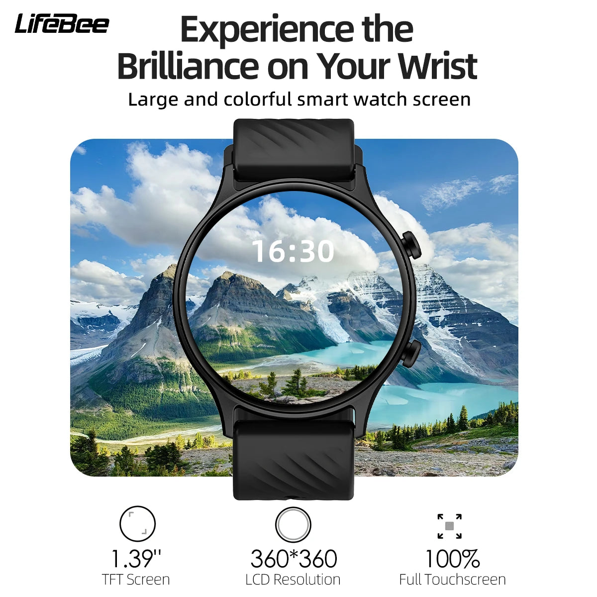 LIEFBEE Round smartwatch can answer/make calls, over 100+ Sportports modes/heart rate sleep monitoring step counting