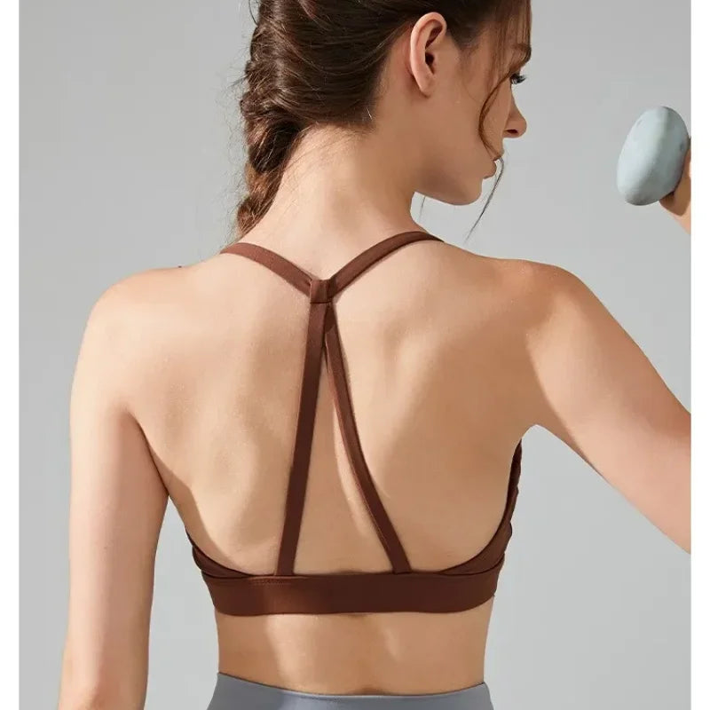 Women's Sexy Back Sports Bra Top Push-Up Yoga Underwear Fitness Crop Top/Workout Yoga Top Soft Beauty Back Bras Gym Underwear