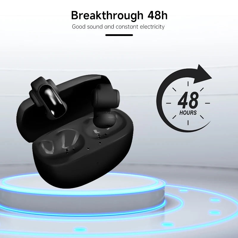 Wireless Bluetooth Sports Earphones Waterproof Sweatproof/Noise Reduction Open Ear Clip Earbuds with Charging Case