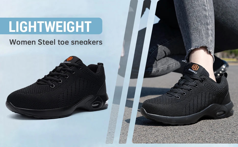 LARNMERN Steel Toe Shoes for Men Lightweight Non Slip Safety Shoes/Breathable Ladies Work Sneakers Arch Support Shoes