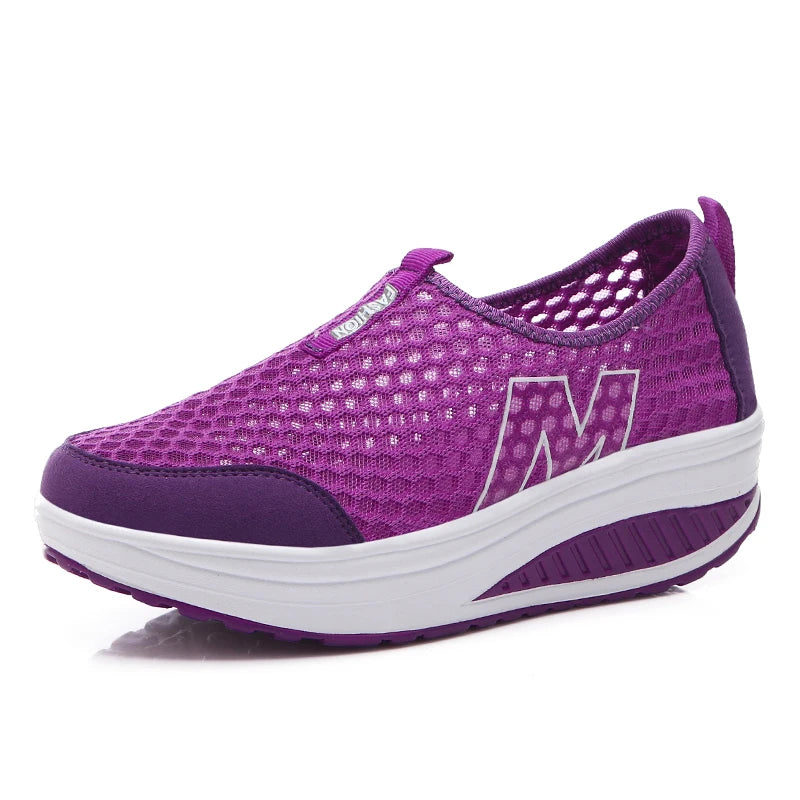 Shoes Women Mesh Flat Shoes Sneakers Platform Shoes Women Loafers/Breathable Air Mesh Swing Wedges Shoe Breathable Flats