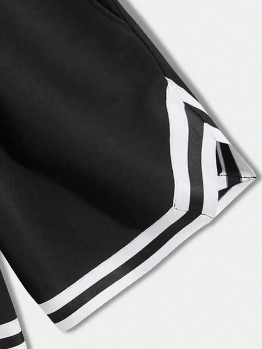 NEON DUSK Men's Solid Black & White 2 Pieces/Sports Shorts Casual Everyday Wear