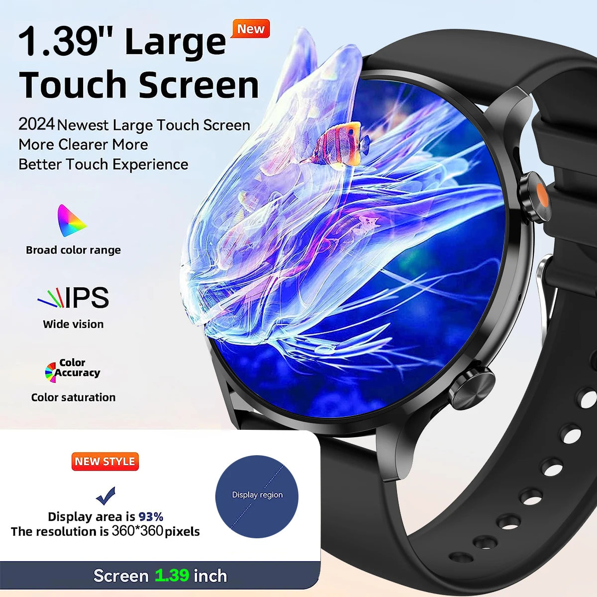Body Temp Monitor Smartwatch for Women/ Men, 1.39'' HD Touch Screen/with Sleep Monitor/ IP67 Waterproof / 100+Sports/ SMS Alerts