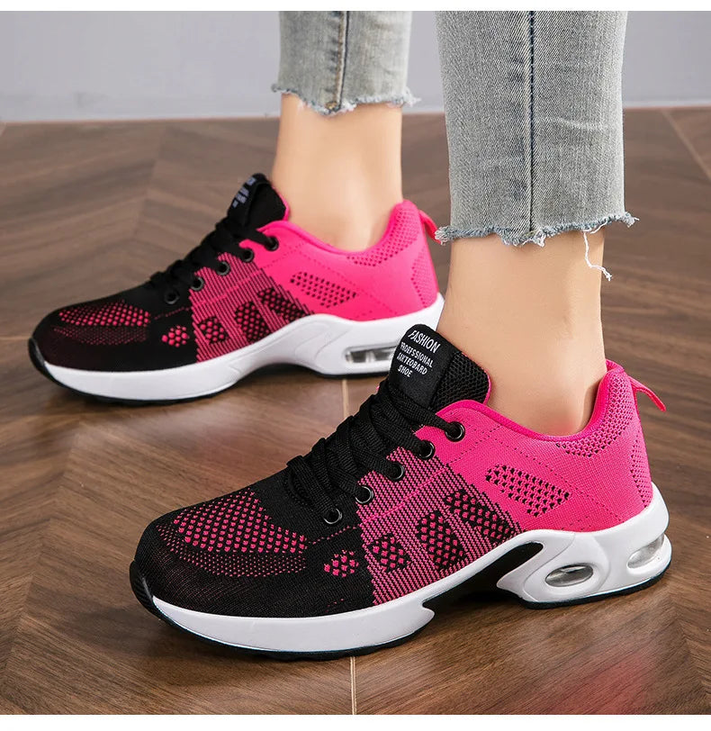Women's Shock Absorbing Air Cushion Sneakers Breathable Mesh/Lightweight Sports Shoes for Walking & Running