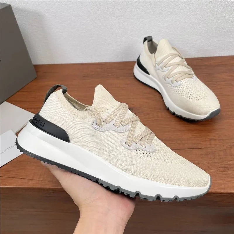 New Men's Lightweight Knitted Shoes Breathable Comfortable/Trendy Casual Athletic Sneakers Fashion Daily Footwear