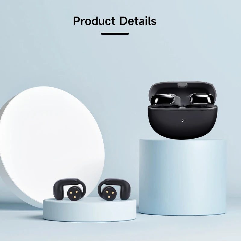 Wireless Bluetooth Sports Earphones Waterproof Sweatproof/Noise Reduction Open Ear Clip Earbuds with Charging Case