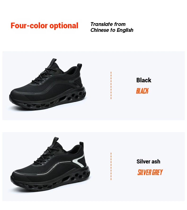 Men's Safety Shoes Anti-Impact Anti-Piercing Lightweight Work Shoes/Lightweight Breathable Sporty Design for Outdoor Work Shoes