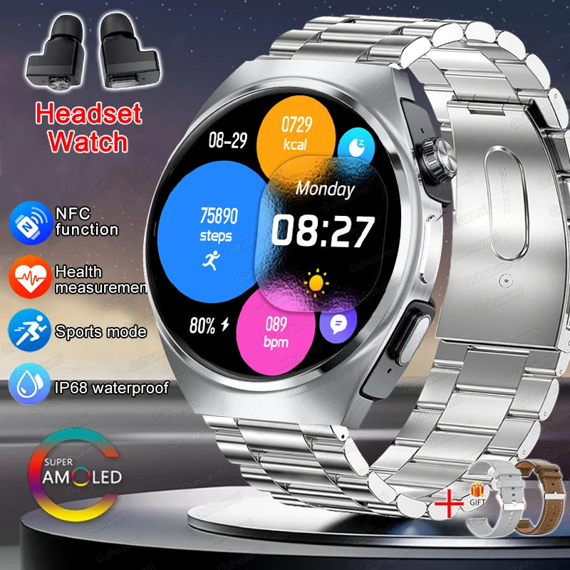 New Smart Watch Headset Two In One Wireless Bluetooth Dual Earbuds/Call Health Monitor Sport Tracker Smartwatch IOS