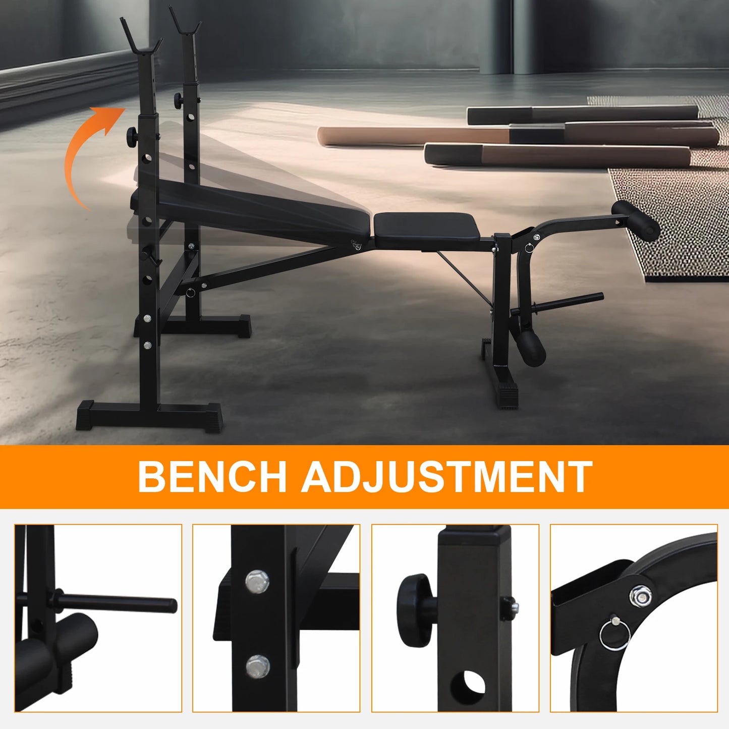 Weight Bench Press Set with Squat Rack and Bench Strength Training/For Home Gym Full-Body Workout Fitness Equipment