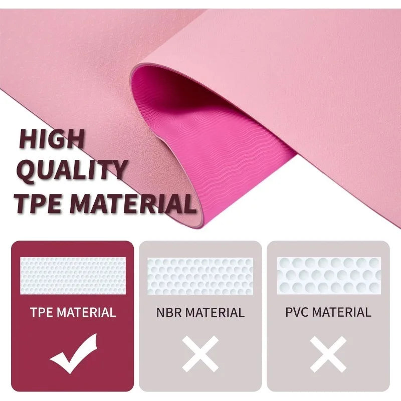 Non-Slip TPE Yoga Mat for Women & Men, 72"x24" Extra-Long Pilates Mats for Hot Yoga/HIIT, Floor Workouts, Lightweight Fitness Mat